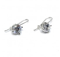 E000850 Sterling Silver Earrings With 8mm Cubic Zirconia Solid Hallmarked 925 Handmade